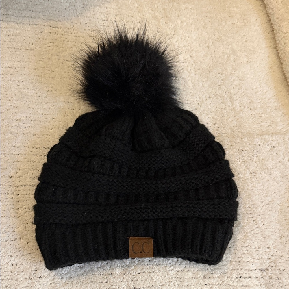 C.C Kids Charcoal Knit Pom Pom Hat